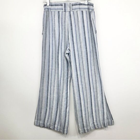 Indigo Rein Blue Striped Coastal Beach Flowy Capri Pants - Picture 6 of 10